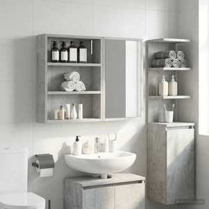 vidaXL Dulap de perete pentru baie cu raft Gri Beton 40 x 10 x 50 cm imagine
