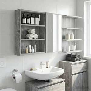 vidaXL Dulap de perete pentru baie cu raft Sonoma gri 40 x 10 x 50 cm imagine