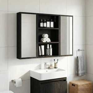 vidaXL Dulap de perete pentru baie Stejar Negru 40 x 10 x 60, 5 cm imagine