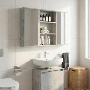 vidaXL Dulap de perete pentru baie cu raft Gri Beton 40 x 10 x 60, 5 cm imagine