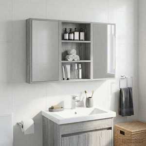 vidaXL Dulap de perete pentru baie Sonoma gri 40 x 10 x 60, 5 cm imagine
