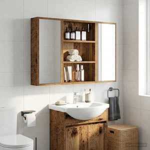 vidaXL Dulap de perete pentru baie Lemn vechi 40 x 10 x 60, 5 cm imagine