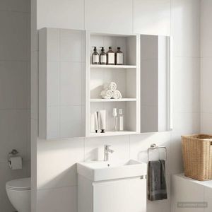vidaXL Dulap de perete pentru baie Alb 40 x 14 x 70 cm Lemn prelucrat imagine