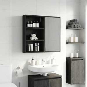 vidaXL Dulap de perete pentru baie Stejar Negru 40 x 14 x 70 cm imagine