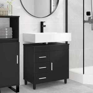 vidaXL Unitate Vanity pentru Baie Negru 60 x 35 x 60 cm Lemn prelucrat imagine