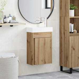 vidaXL Unitate de baie cu robinet Stejar Artizanal 40, 5 x 22, 5 x 62 cm imagine