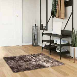 vidaXL Covor Runner MARSA Negru 100 x 100 cm Poliester și PVC imagine