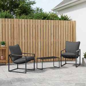 vidaXL Set de canapele pentru grădină 3 pcs Negru și antracit Oțel imagine