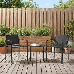 vidaXL Scaune de grădină 2 pcs Negru și antracit 53, 5 x 59 x 77 cm imagine