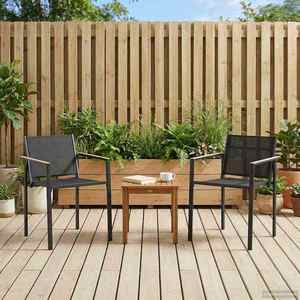 vidaXL Scaune de grădină 2 pcs Negru și antracit 53, 5 x 59 x 77 cm imagine