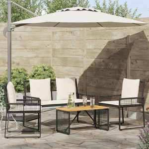 vidaXL Set de Mobilier pentru Exterior 4 pcs Negru și Alb crem imagine