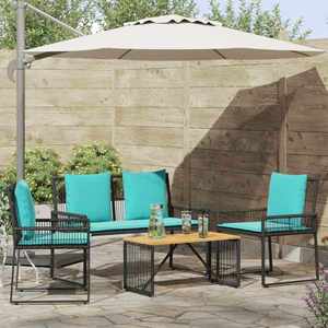 vidaXL Set de Mobilier pentru Exterior cu pernă 9 pcs Negru și Turcoaz imagine