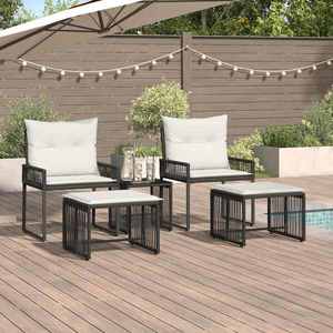 vidaXL Set de Mobilier pentru Exterior 11 pcs Negru și Alb crem imagine