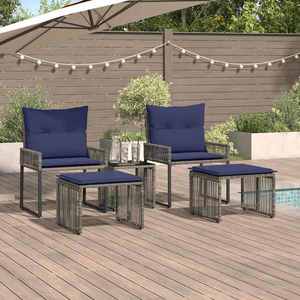 vidaXL Set de Mobilier pentru Exterior 11 pcs Gri și albastru marin imagine