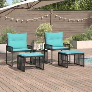 vidaXL Set de Mobilier pentru Exterior 11 pcs Negru și Turcoaz imagine