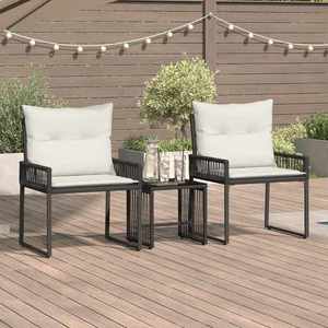 vidaXL Set de Mobilier pentru Exterior 7 pcs Negru și Alb crem imagine