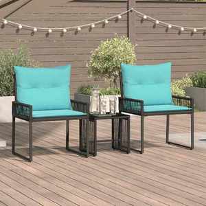 vidaXL Set de Mobilier pentru Exterior cu pernă 7 pcs Negru și Turcoaz imagine
