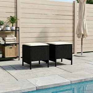 vidaXL Taburet pentru grădină 2 Bucată Negru și Crem 38 x 38 x 45 cm imagine