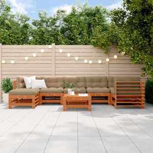 vidaXL Set de lounge pentru grădină 8 pcs Maro Ceară Lemn masiv de pin imagine