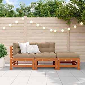 vidaXL Set de lounge pentru grădină 3 pcs Maro ceruit imagine