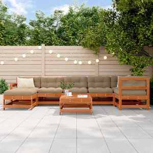 vidaXL Set de lounge pentru grădină 8 pcs Maro Ceară Lemn masiv de pin imagine