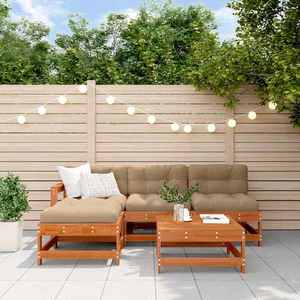 vidaXL Set de lounge pentru grădină 5 pcs Lemn de pin vopsit maro imagine