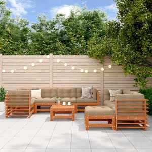 vidaXL Set de lounge pentru grădină 10 pcs Maro ceruit imagine