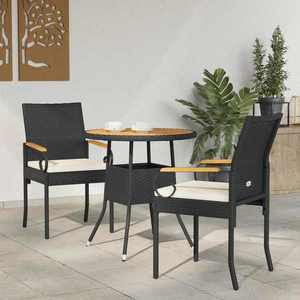 vidaXL Scaune de grădină cu pernă 2 pcs Negru și Alb crem imagine