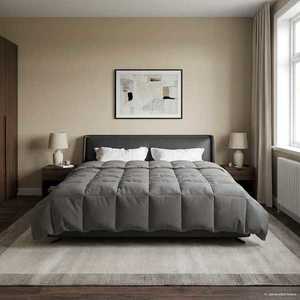 vidaXL Duvet de iarnă Patos Gri deschis 200 x 200 cm Microfibră imagine