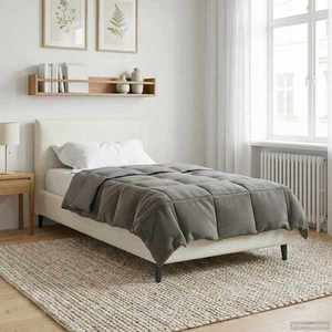 vidaXL Duvet de iarnă Patos Gri deschis 135 x 200 cm Microfibră imagine