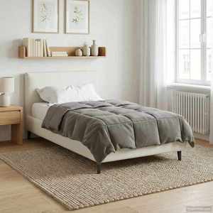 vidaXL Duvet de iarnă Patos Gri deschis 155 x 220 cm Microfibră imagine