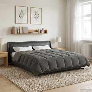vidaXL Duvet de iarnă Patos Gri deschis 220 x 240 cm Microfibră imagine