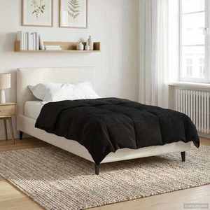 vidaXL Duvet de iarnă Patos Negru 135 x 200 cm Microfibră imagine