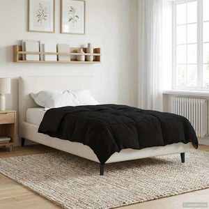 vidaXL Duvet de iarnă Patos Negru 140 x 220 cm Microfibră imagine