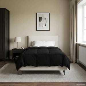 vidaXL Duvet de iarnă Patos Negru 155 x 200 cm Microfibră imagine