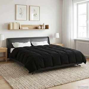 vidaXL Duvet de iarnă Patos Negru 200 x 220 cm Microfibră imagine