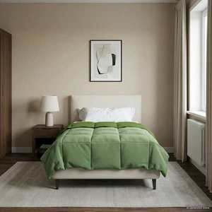 vidaXL Duvet de iarnă Patos Verde 140 x 220 cm Microfibră imagine