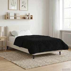 vidaXL Pilotă de vară Negru 155 x 200 cm Microfibră și fleece Teddy imagine