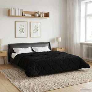 vidaXL Pilotă de vară Negru 200 x 240 cm Microfibră și fleece Teddy imagine
