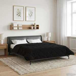 vidaXL Pilotă de vară Negru 200 x 220 cm Microfibră și fleece Teddy imagine