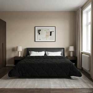 vidaXL Pilotă de vară Negru 220 x 260 cm Microfibră imagine