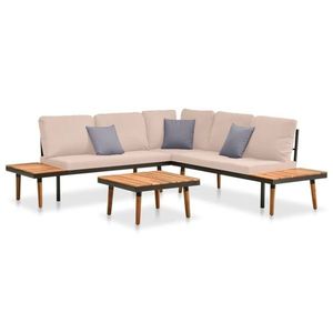 vidaXL Set mobilier de grădină cu perne, 4 piese, lemn masiv de acacia imagine