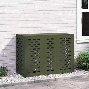 vidaXL Husă pentru aer condiționat Olivengrønn 110 x 50 x 80 cm Oțel imagine