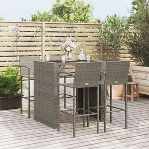 vidaXL Set mobilier bar de grădină, 5 piese, gri, poliratan imagine