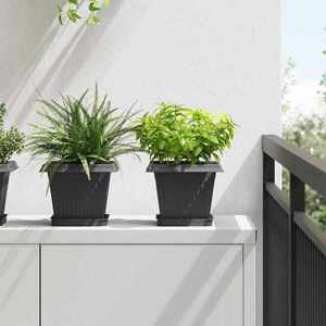 vidaXL Tavă Pătrată pentru Flori 24 pcs Negru 15 x 15 x 2 cm Plastic imagine