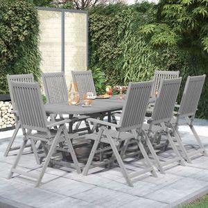 vidaXL Set mobilier de grădină, 9 piese, lemn masiv de acacia imagine