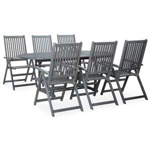 vidaXL Set mobilier de exterior, 7 piese, gri, lemn masiv de acacia imagine
