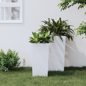 vidaXL Jardinieră cu interior detașabil, alb, 11 / 26, 5 L, PP ratan imagine