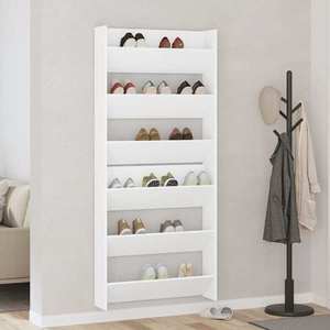 vidaXL Pantofare de perete, 2 buc., alb, 80x18x90 cm, PAL imagine