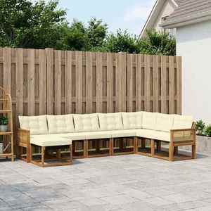 vidaXL Set de canapele de exterior cu pernă 8 pcs Natural și Crem imagine